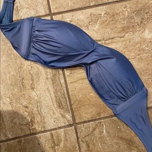 Icy blue strapless swimsuit top